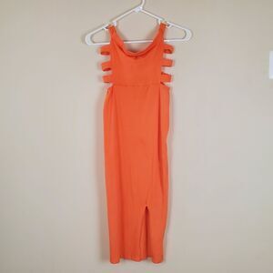 Fashion Nova Orange Dani Midi Strapless Dress Size small Juniors